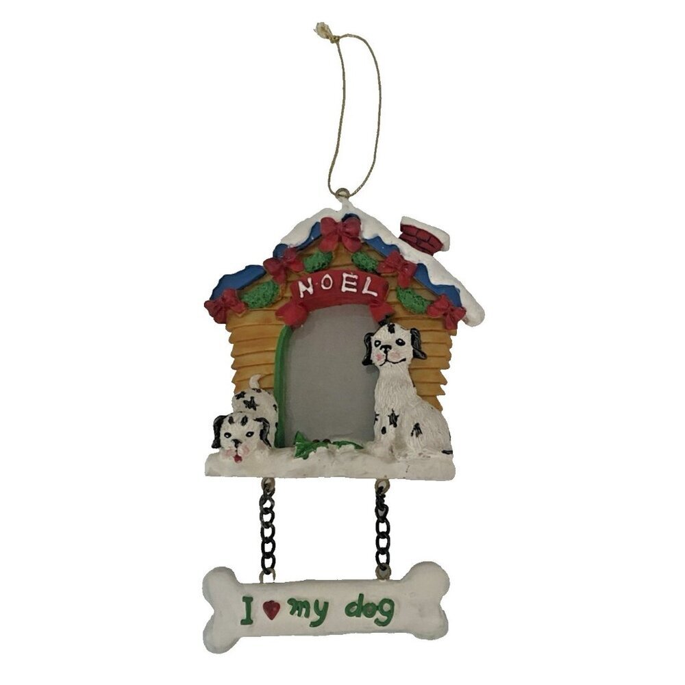 Dog Christmas Ornament I Love My Dog Doghouse Photo Frame Holiday Decor Puppy